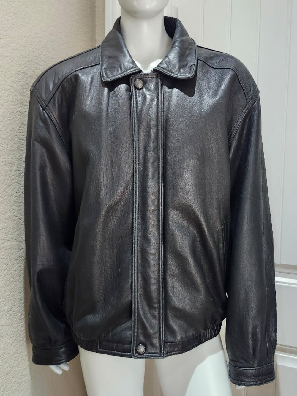 Members Only Mens XXL Buttery Soft Black Leather Jacket Vintage 90's Vibe Zip